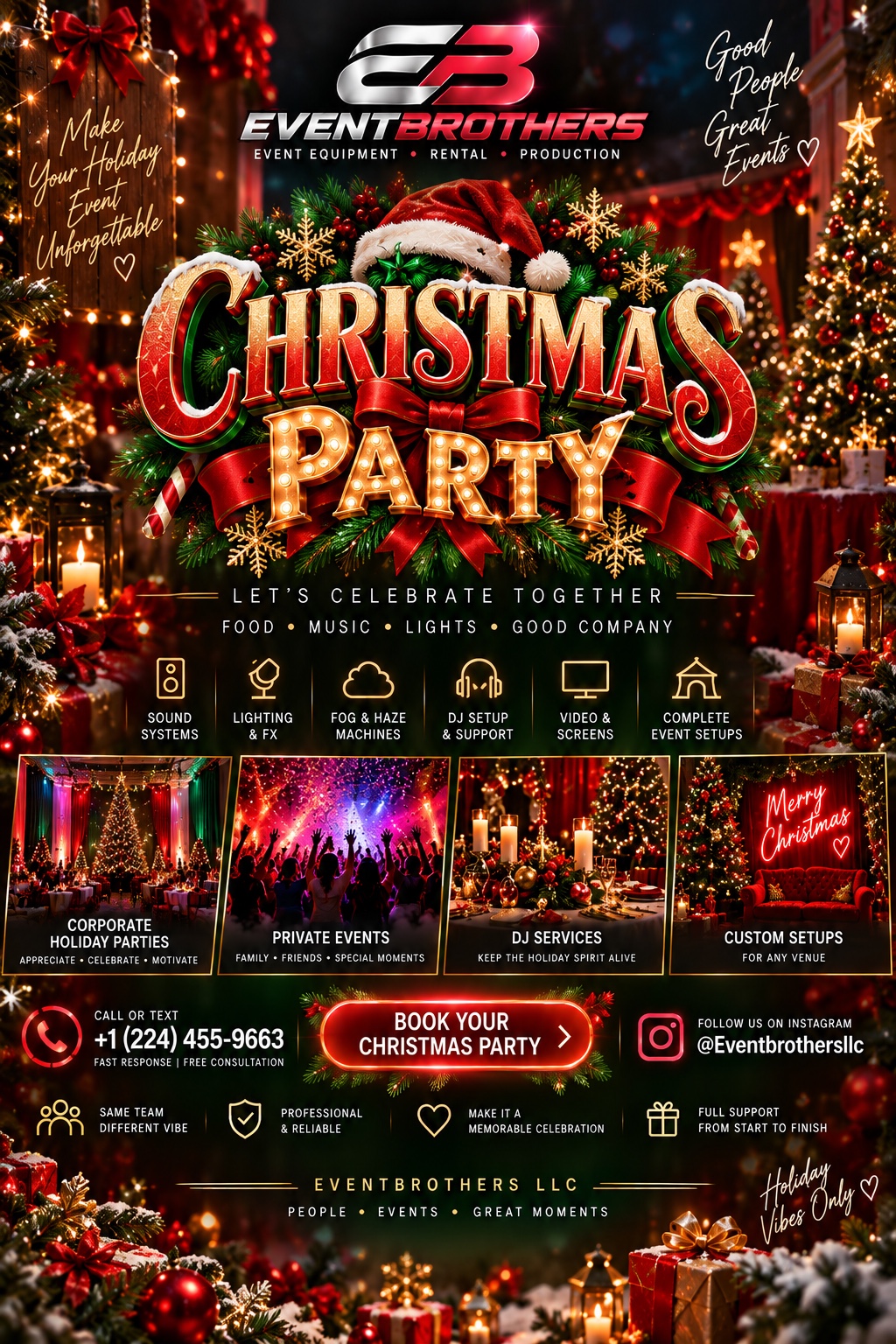 EventBrothers Christmas party production advertisement