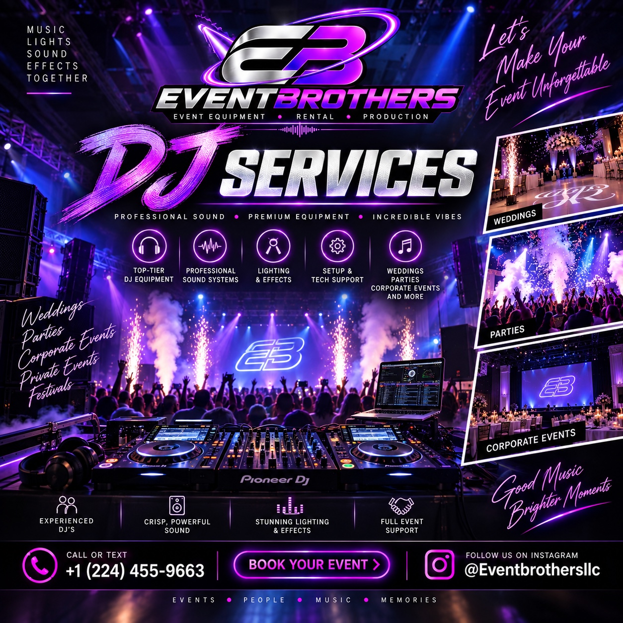 EventBrothers professional DJ services for weddings parties and corporate events