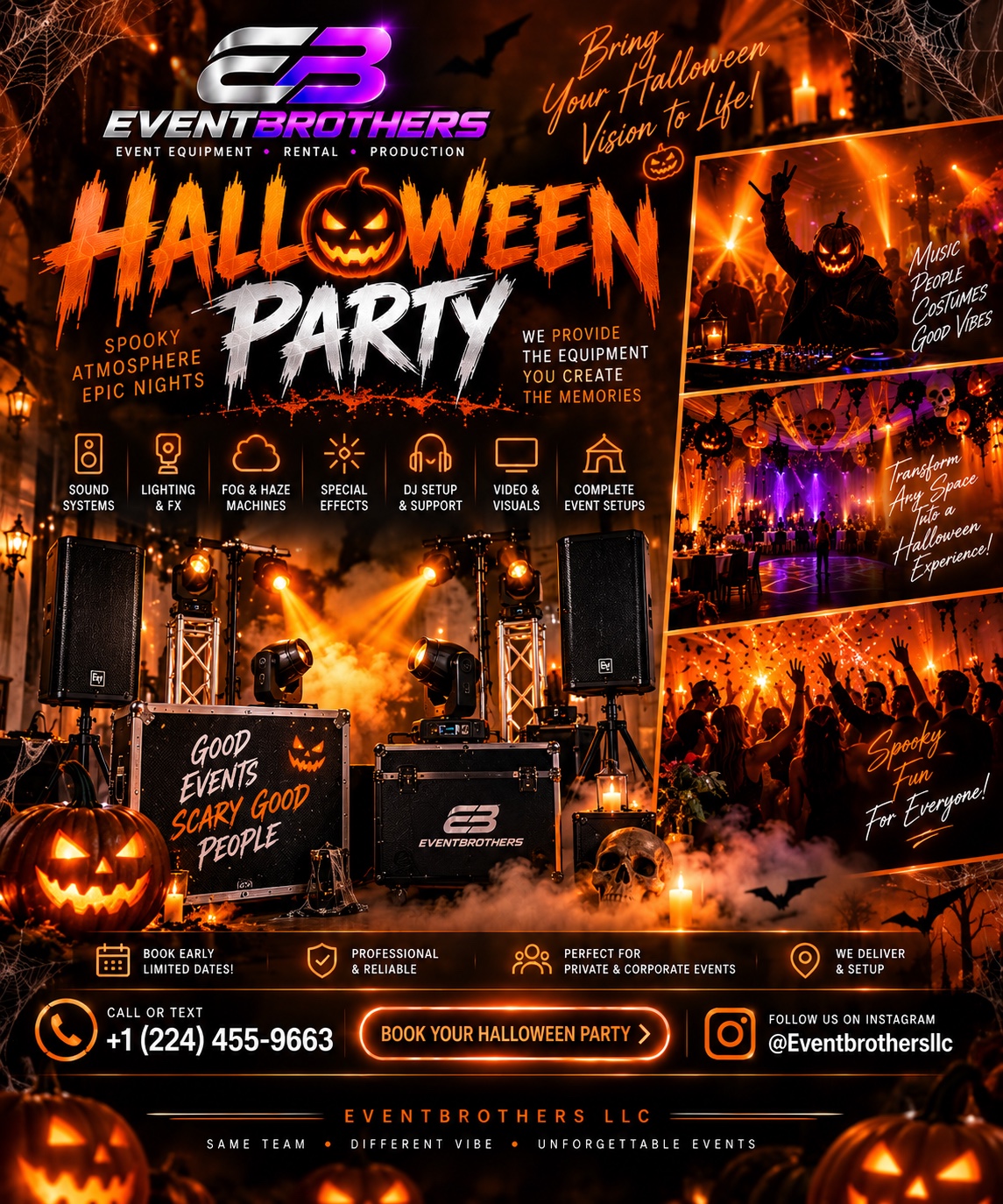 EventBrothers Halloween party production advertisement