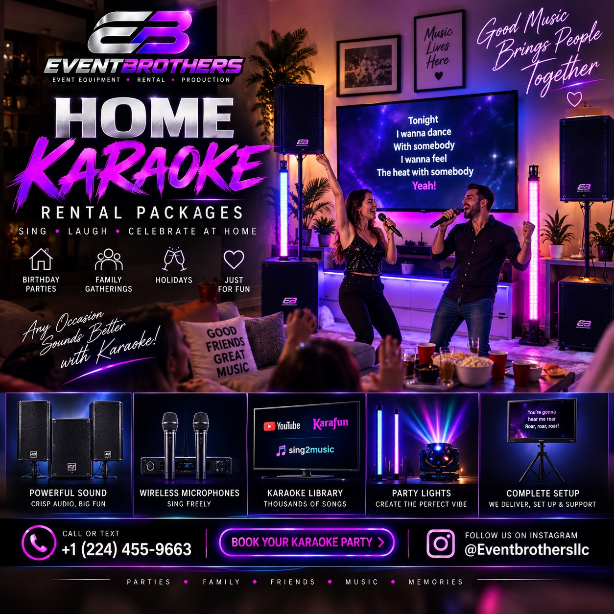 EventBrothers home karaoke rental packages advertisement