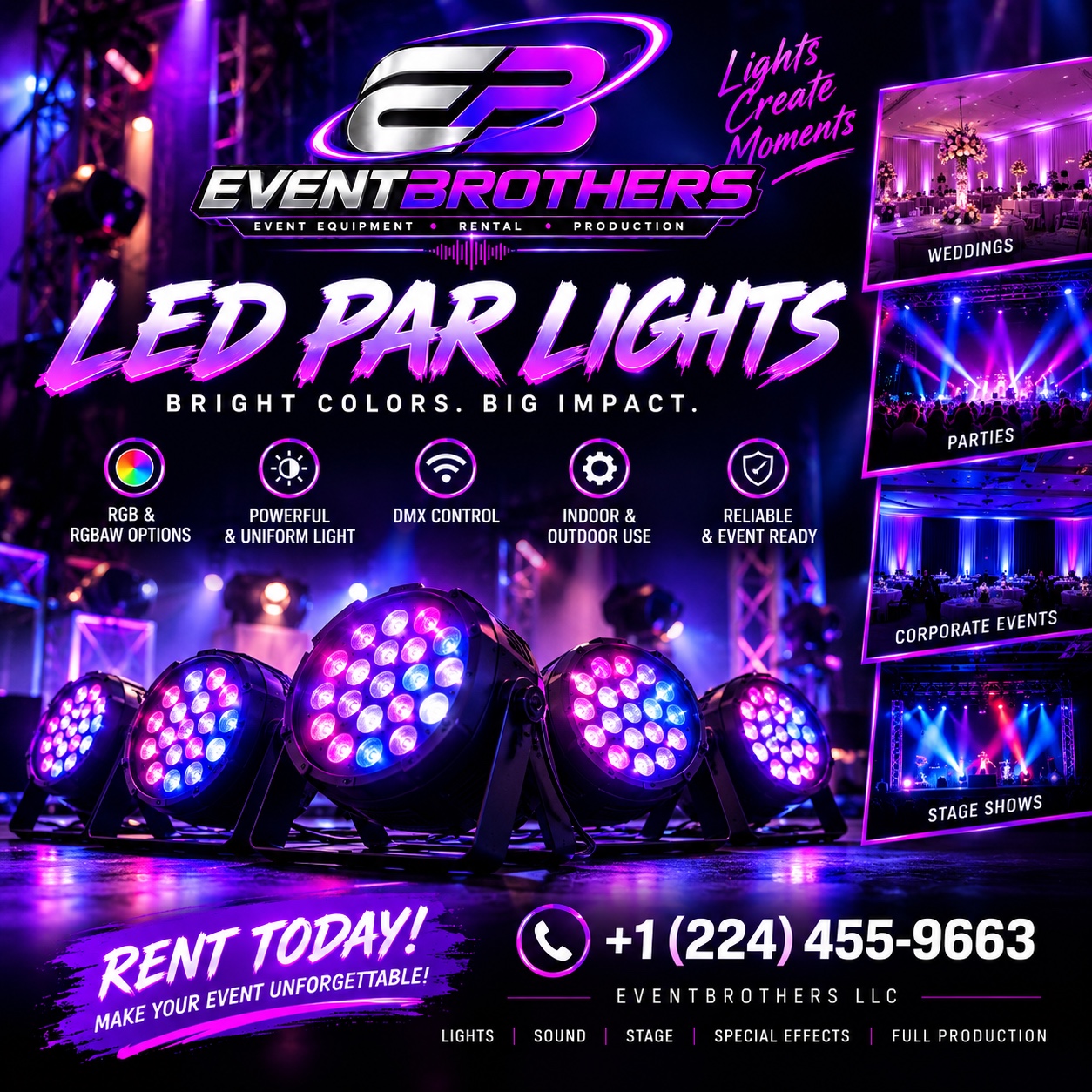 EventBrothers LED PAR lights advertisement