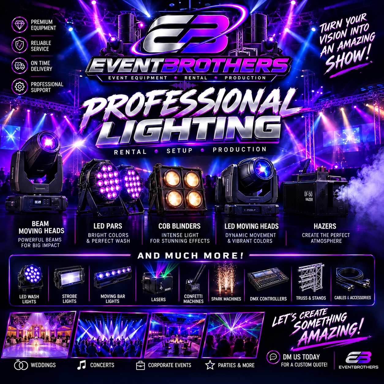 EventBrothers professional lighting equipment advertisement